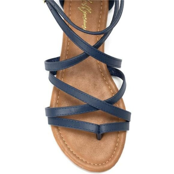 Womens gladiator sandals flat strappy fisherman thong summer slip on shoes - Picture 2 of 6